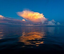 Cloudbank in the Gulf of Mexico, reflecting the sunrise