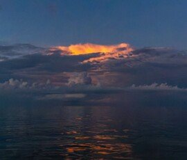 Cloudbank in the Gulf of Mexico, reflecting the sunrise