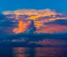 Cloudbank in the Gulf of Mexico, reflecting the sunrise